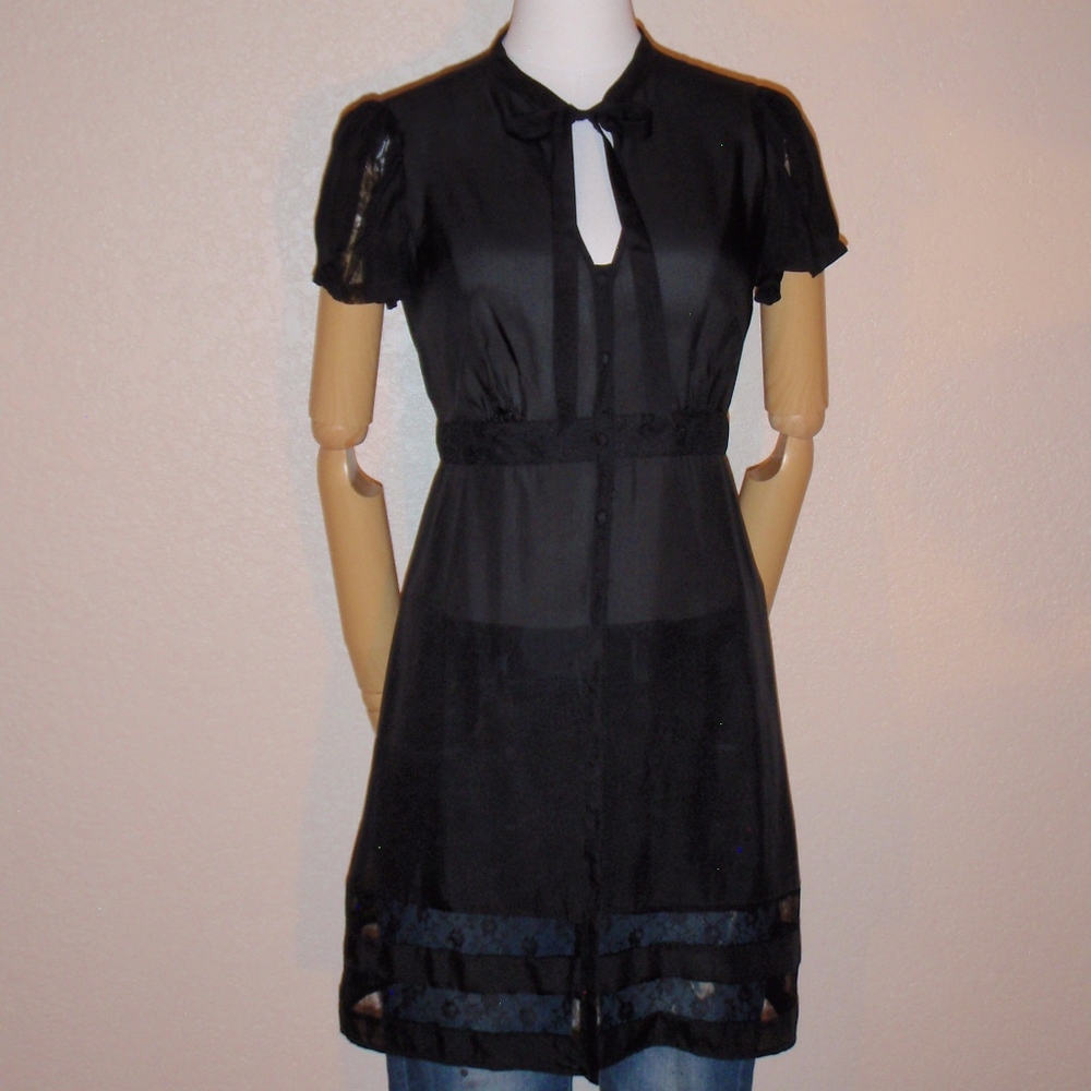 Silk & Lace Neck-tie Tunic or Mini Dress